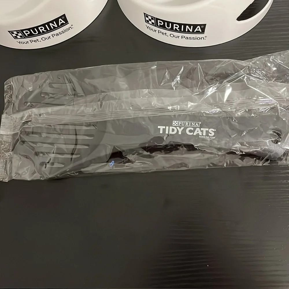 Purina Tidy Cats poop scooper & 2 food/water bowls NEW